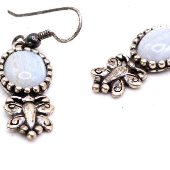 Contemporary QVC Sterling Silver Carolyn Pollack Agate Butterfly Dangle Earrings - Picture 6 of 9